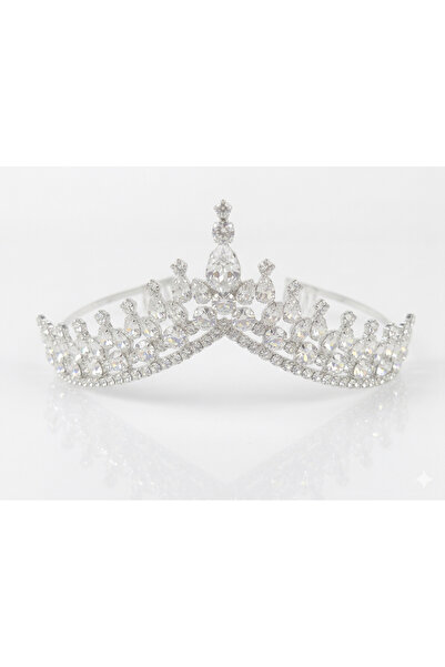 Ümaks Silvers Premium Zircon Stone Princess Sparkle Bridal Crown