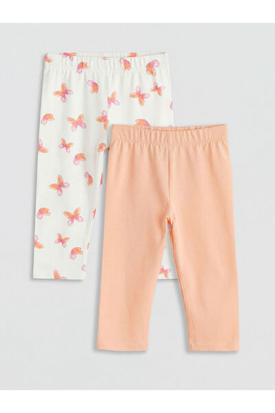 LC Waikiki Κοριτσίστικα κολάν Mercan με ελαστική μέση, σετ 2 τεμαχίων