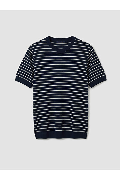 LC Waikiki Navy Blue Men's Short Sleeve Knit Sweater