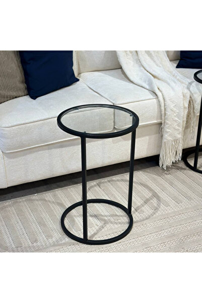 terndat Transparent Glass Service Table Round