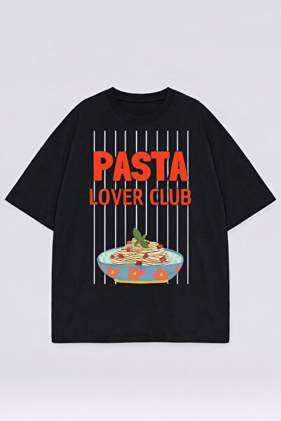 LORVEX Pasta Lover Club Back Printed Unisex Oversize Cotton Tshirt - T-Shirt