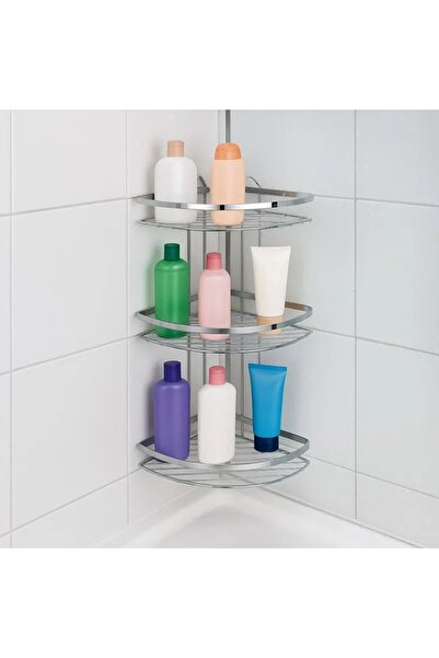 ELITECOMMERCEMARKET 3-Tier Metal Bathroom Shelf 23x23x47cm