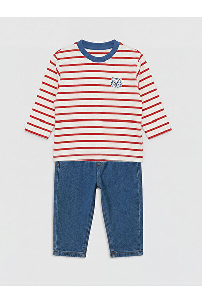 LC Waikiki Red Baby Boy Jean Pants and T-Shirt