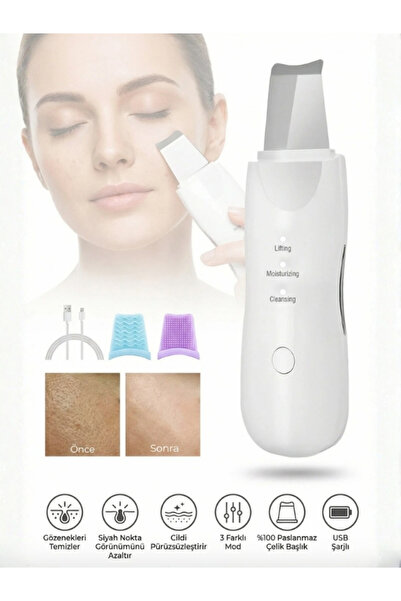 Ahel Ultrasonik Yüz Temizleme Spatulası (Scrubber) - Siyah Nokta ve Temizleyici