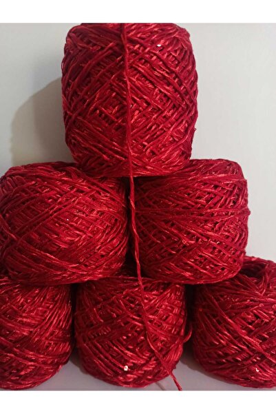 İPEK YÜN İPLİK DÜNYASI Koton (Cotton) Twisted Knitting Yarn (Red) Pul (Red) 1...