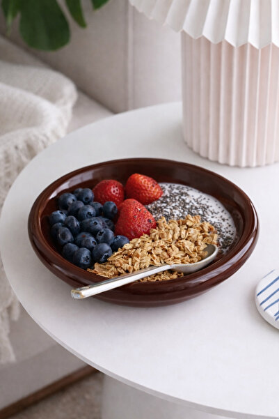 Beige & Stone Brown Donut Ceramic Dinner Plate – 21.5 cm