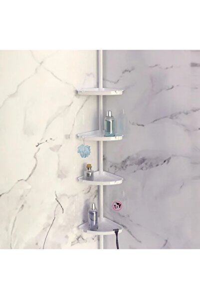 ELITECOMMERCEMARKET Etajera Alba de Colt Telescopica cu 4 Rafturi pentru Baie...