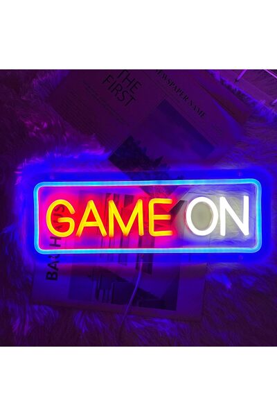 Slasa Game On Neon Sign LED Light with 6mm Acrylic Base, 16x40cm Gamer Decor
