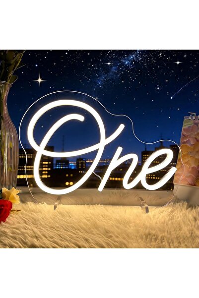 Slasa One Neon Sign LED Light with 6mm Acrylic Base, 29x30cm Minimal Decor