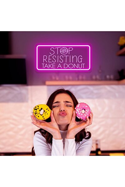 Slasa Donut Neon Sign LED Light with 6mm Acrylic Base, 30x45cm Bakery Decor