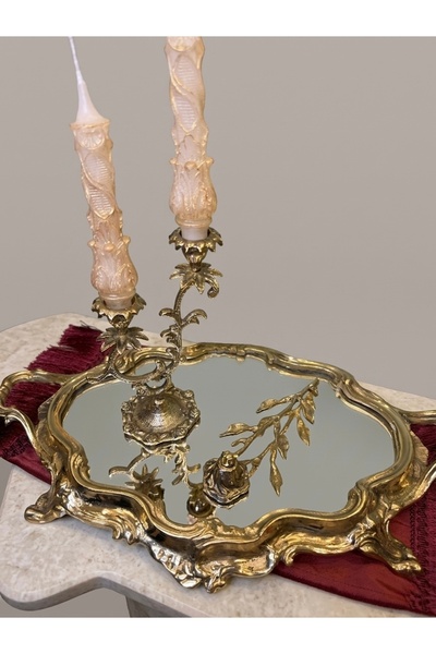 Tasarım Pirinç İkili Şamdan