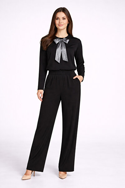 Kureyzibies Set elegant de damă cu pantaloni evazați și detalii cu șireturi