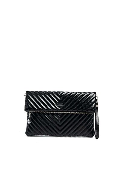 Silver Polo Silver & Polo SP1134 Γυναικείο Πορτφόλιο & Κλατς Μαύρο με Εφέ Ζάρ...