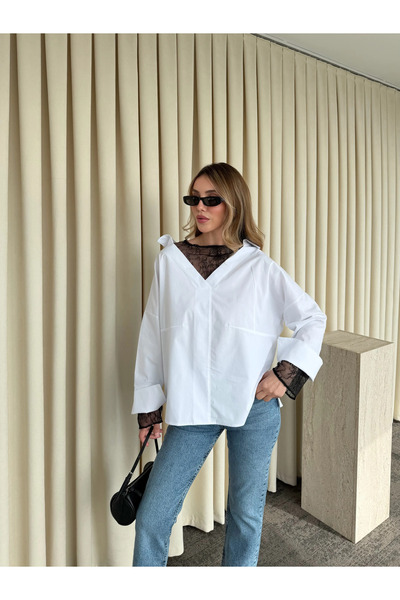 Laluvia White Lace Shirt - 0826