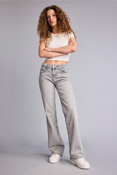 DeFacto Παντελόνι τζιν με χαμηλή μέση γραμμή bootcut και εφέ πλύσης H0137AX26SP