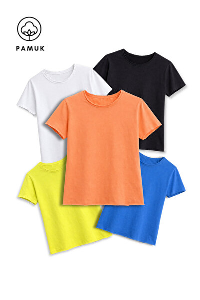 difa kids Set de 5 tricouri de vară cu mânecă scurtă pentru fete, cu detalii ...