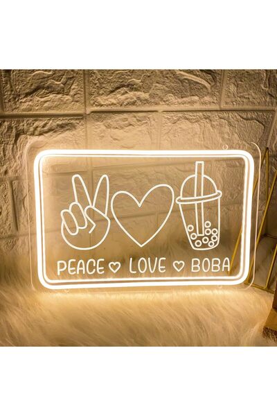 Slasa لافتة نيون بوبا بإضاءة LED مع قاعدة أكريليك 6 مم، ديكور للمقاهي مقاس 30...