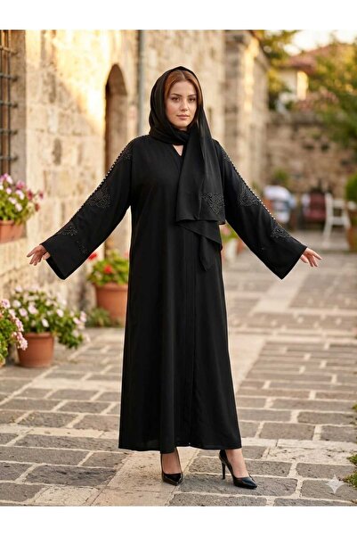 GigiTex Stone-Embellished Shawl Abaya Ferace Standard (Size 40-46) Length 1.4...