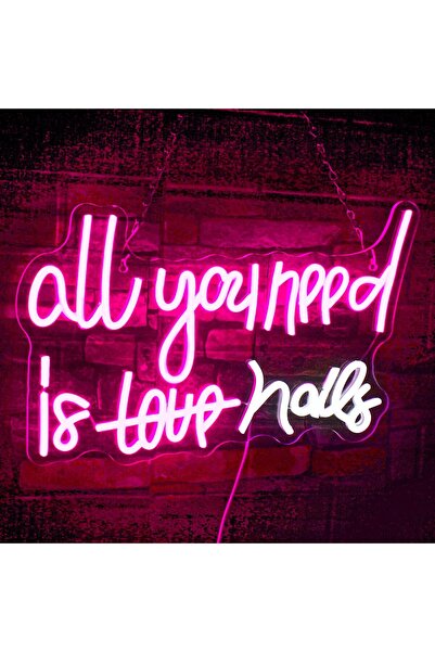 Slasa Nails Neon Sign LED Light with 6mm Acrylic Base, 26x42cm Salon Decor