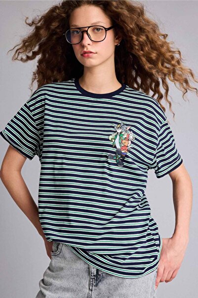 DeFacto Tom & Jerry Oversized Slogan Patterned Short Sleeve T-Shirt G0844Ax26Sp