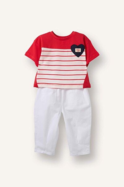 DeFacto Striped T-Shirt and Trousers 2-Piece Set Baby Girl H2817A526Sm