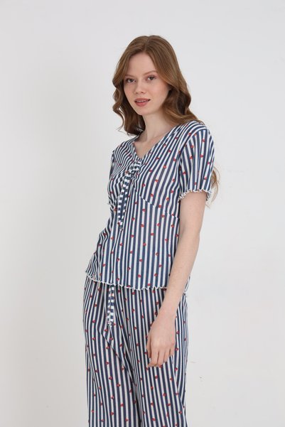 ELİTOL Jacquard Viscose Tie-Dye Women's Pajama Set