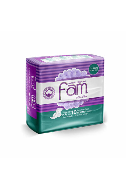 FAM Extra Thin Natural Cotton Feel Normal Sanitary Pads With Wings- 10 Pads