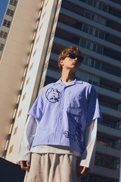 Bershka Tom & Jerry kısa kollu gömlek