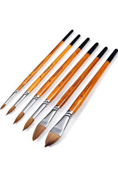 Fuumuui Kolinsky Watercolour Brush Set Professional Brush for Artists 6 Piece...