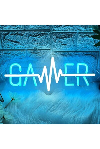 Slasa Gamer Neon Sign LED Light with 6mm Acrylic Base, 17x40cm Gaming Decor