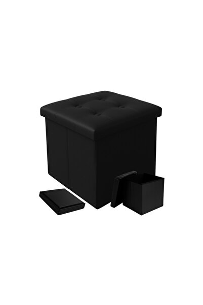 Ruhhy Folding stool with storage space, max 100 kg, 38 x 38 x 38 cm, faux lea...