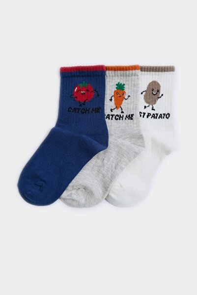 DeFacto Pachet de 3 șosete lungi din bumbac pentru băieți H2798A8NS