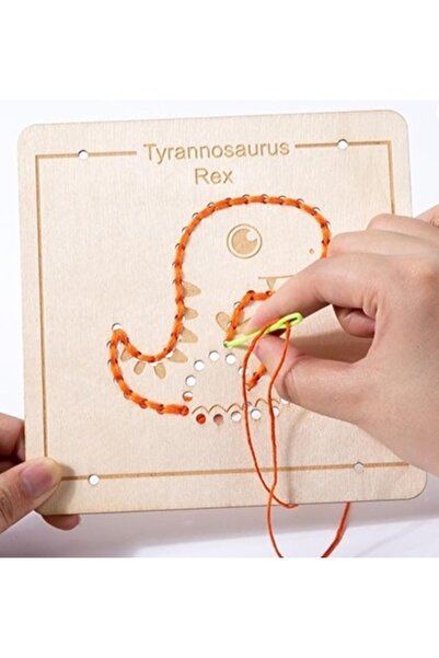 OEM Wooden Sewing Set with 4 Animal Patterns, Round Plastic Sewing Needles, W...