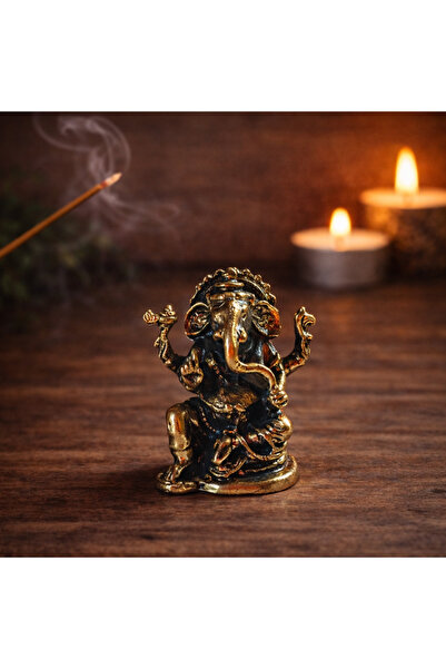 TUTU DESİGN Ganesha Şans ve Bereket Heykeli – Altın Renk Ganesh Figürü – Feng...