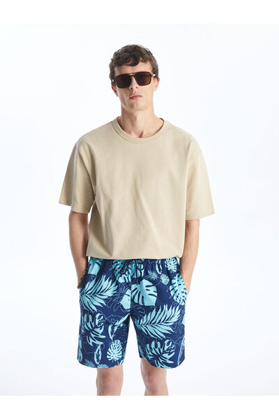 LC Waikiki Navy Blue Short Length Patterned Men's Swim Shorts