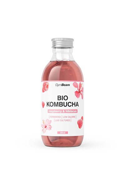 GymBeam BIO Kombucha, 330 ml, zmeură și hibiscus