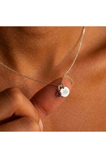 Soleildor 925 ayar Orijinal Gümüş Kişiye Özel Taşlı İsimli Harfli Küçük Disk ...