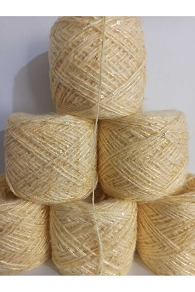 İPEK YÜN İPLİK DÜNYASI Мохерова пряжа для в'язання кручена (жовта) з блискітк...