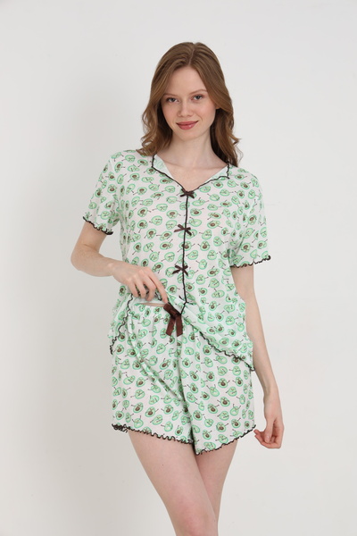 ELİTOL Jacquard Viscose Bowknot Women's Shorts Set