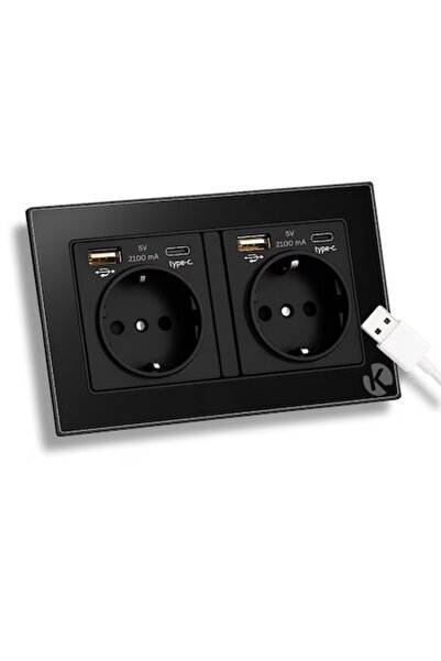 Konzmann Priză electrică dublă cu ramă din sticlă securizată