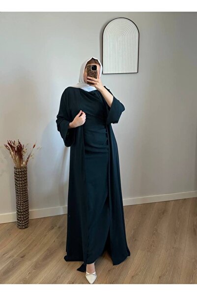 Abaya-AB Aysel Style Kadın i Tesettür Abiye İkili Takım - Vitamin Krep Drapel...