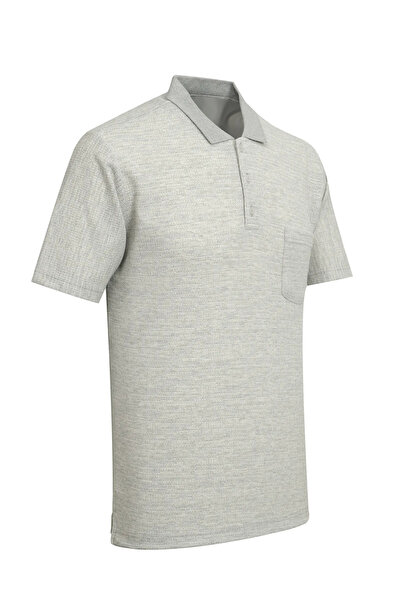 Çizgi Triko Men's Polo Collar Short Sleeve Gray T-Shirt - 5303