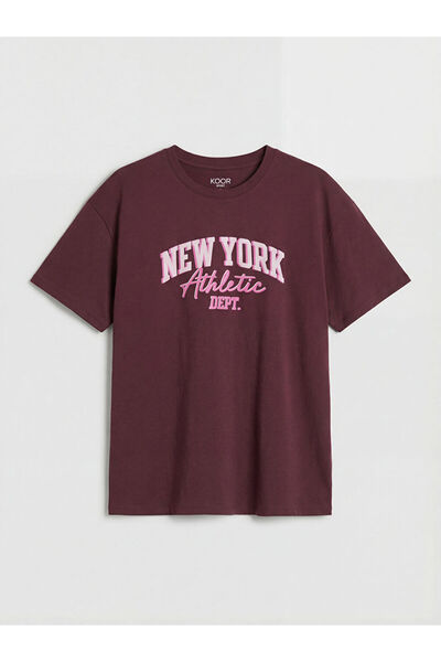 LC Waikiki Γυναικείο αθλητικό μπλουζάκι με λαιμόκοψη μπορντό