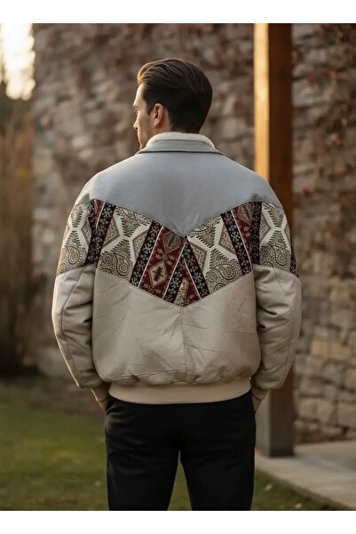 CANMODA (7903) Recien Unisex Fur Collar Vintage Aztec Jacket Oversize 90S Coa...