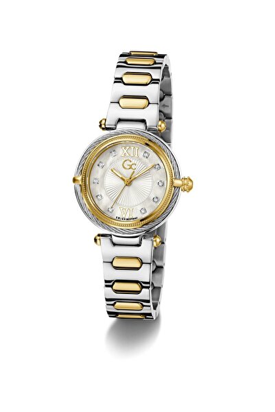 Guess Gc Sportchic Women S 763 Mvmt White Dail 10 Amt Silver Yellow Gold Stai...