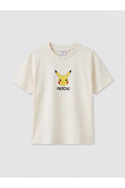 LC Waikiki تي شيرت للأولاد مطبوع عليه بيكاتشو باللون البيج