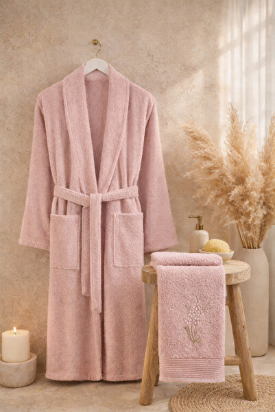 Casnack Umay 2-Piece Bathrobe Set with Head Towel
