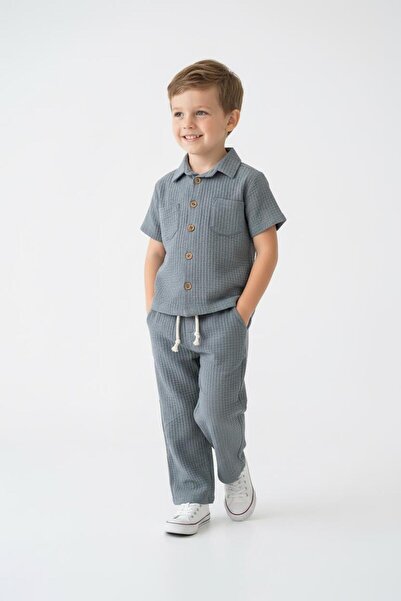 MiaBaby Waffle Summer Shirt 2-Piece Set