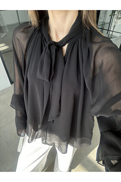 manana fashion Μπλούζα ειδικής σχεδίασης με δέσιμο από σιφόν