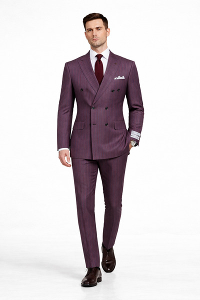 PARLAMENTER Fabio Cassel Kurvaze Takım Elbise Erkek Premium Slim Fit Çizgili ...